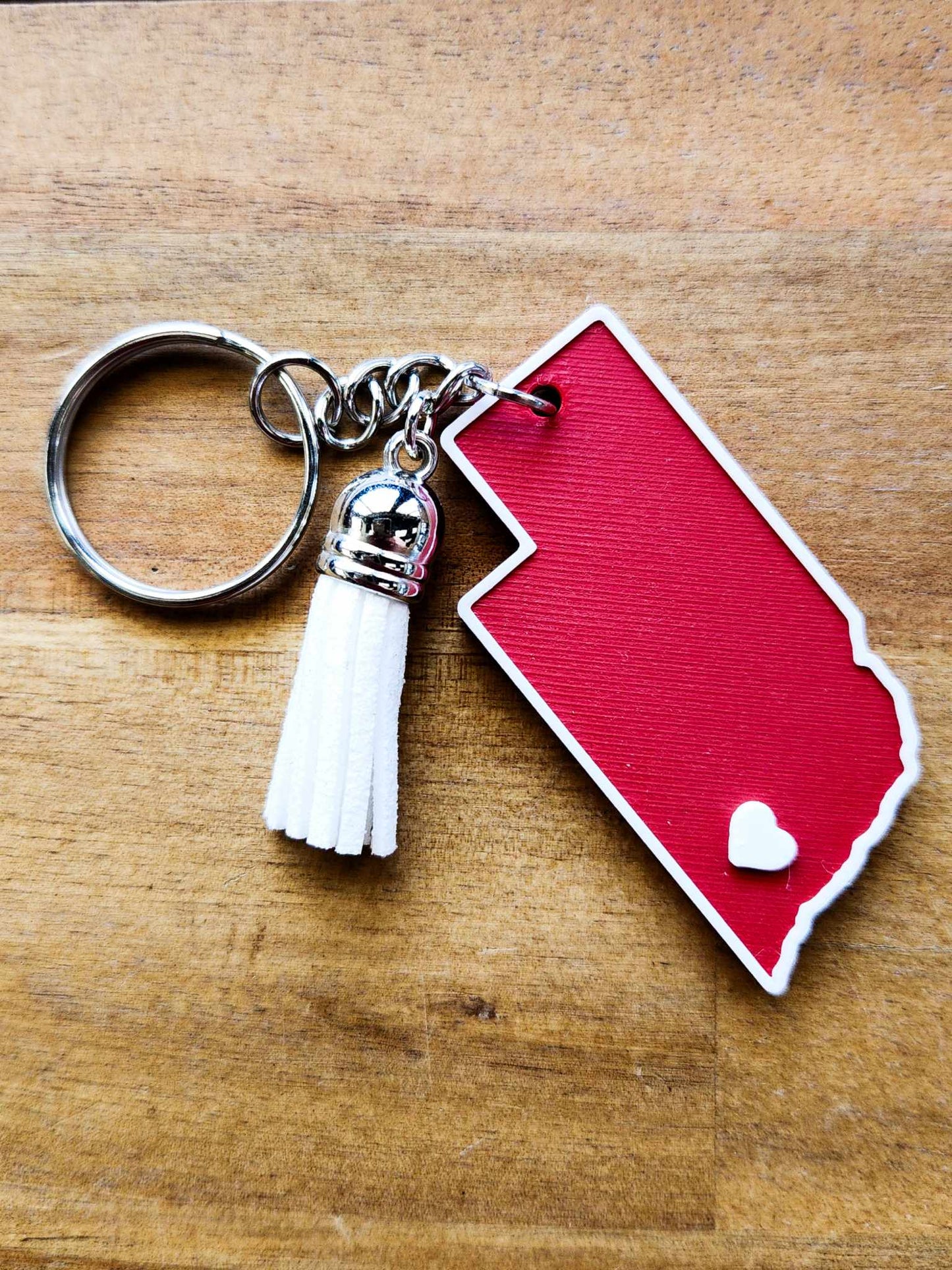 Nebraska Keychain w/ Tassel - Red