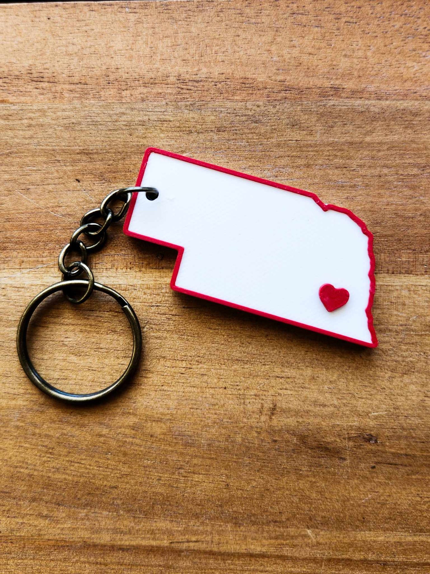 Nebraska Keychain - White