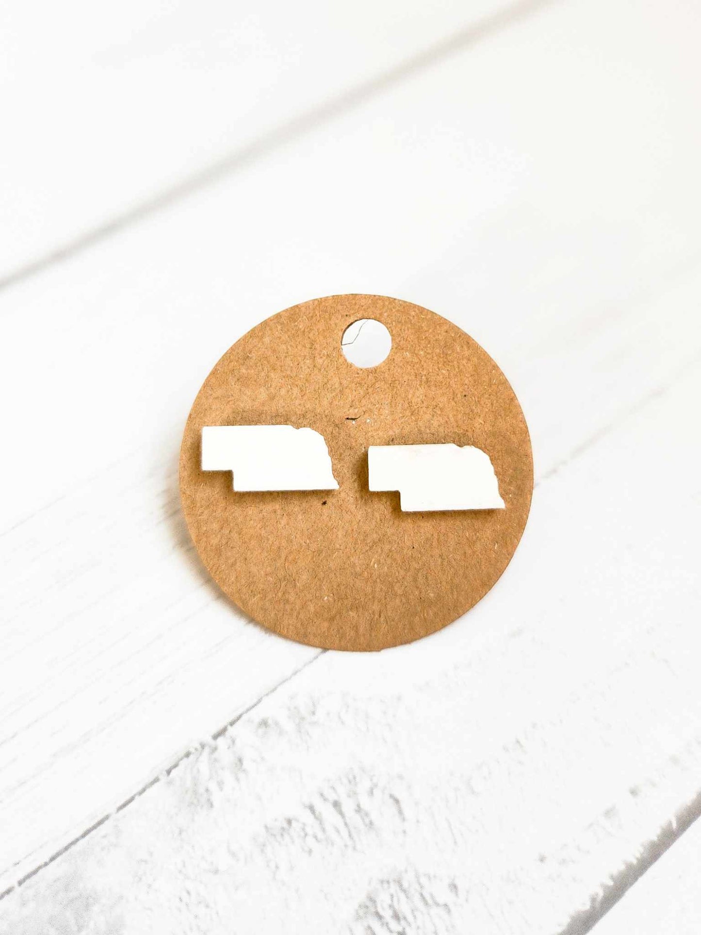 White Nebraska Stud Earrings